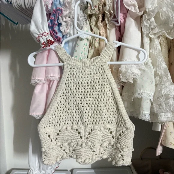 Zara crochet knit embroidered flower top size 6-7 years - Picture 4 of 4